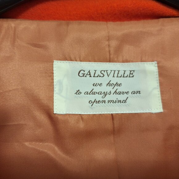 Eyecatching Bright Orange Drape Flare Coat Vintage Galsville - Picture 11 of 12